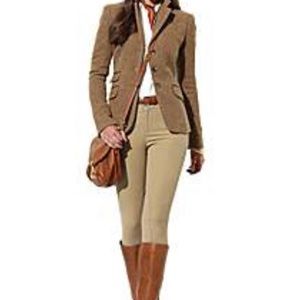 Ralph Lauren Sz 8p Silk Wool Blazer Equestrian